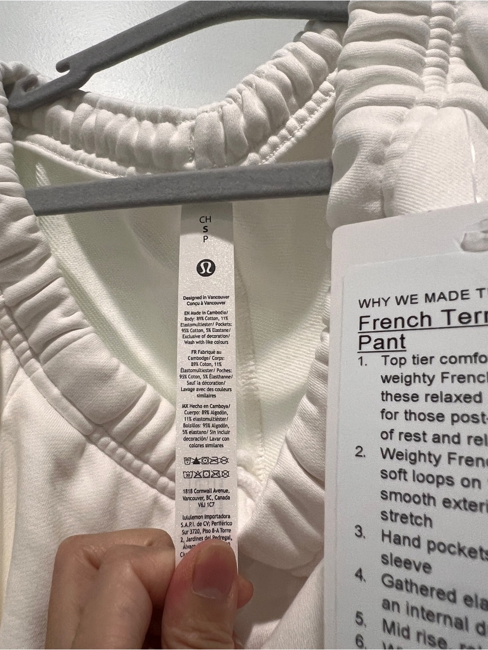 New❤️lululemon S French Terry Wide Leg Pant - White - Picture 6 of 11